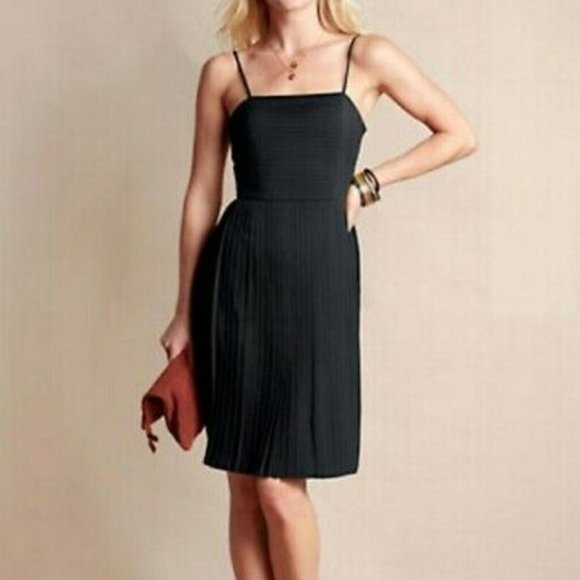 Lands End Canvas Pleated Ballet Dress, Black, Sleeveless Fit & Flare Size 6 - Picture 1 of 15